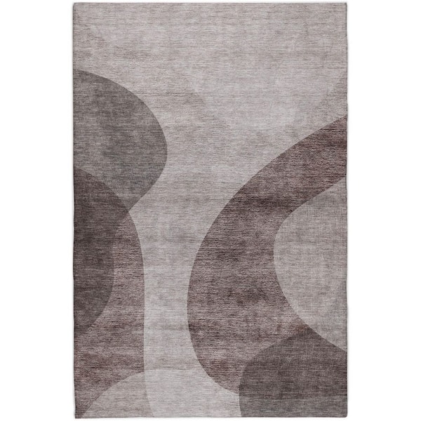 Dream Shag Premium Machine Washable Abstract ADS657 Mocha 10 ft. x 14 ft. Area Rug