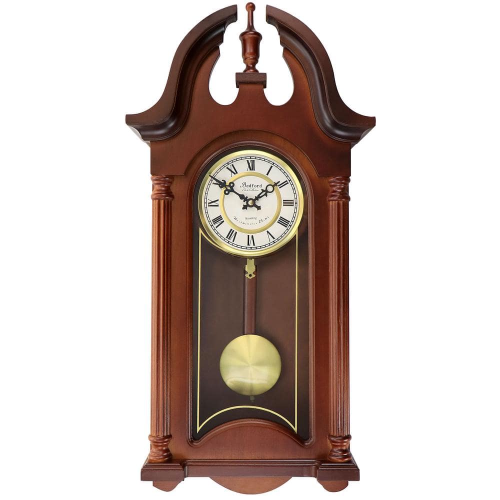 Bedford Clock Collection Delphine 27 in. Mahogany Chiming Pendulum Wall ...