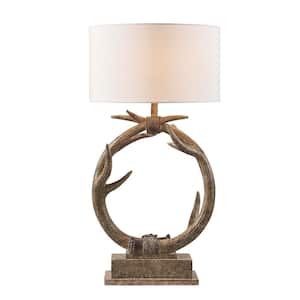 26.77 in. Brown Standard Light Bulb Globe Bedside Table Lamp