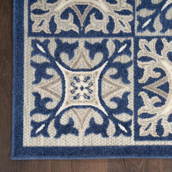 Foss Abstract Indoor/Outdoor 6 X 8 (ft) Blue/White Indoor/Outdoor Abstract  Area Rug in the Rugs department at