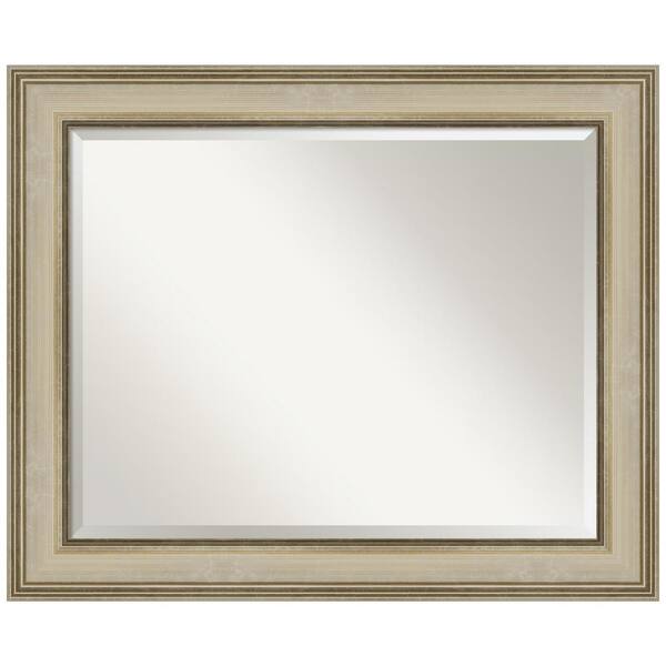 Amanti Art Medium Rectangle Colonial Light Gold Beveled Glass Classic Mirror (27.75 in. H x 33.75 in. W)