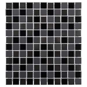 Trinity Black 11-3/4 in. x 12-3/4 in. x 5 mm Porcelain Mosaic Tile (10.62 sq. ft. / case)