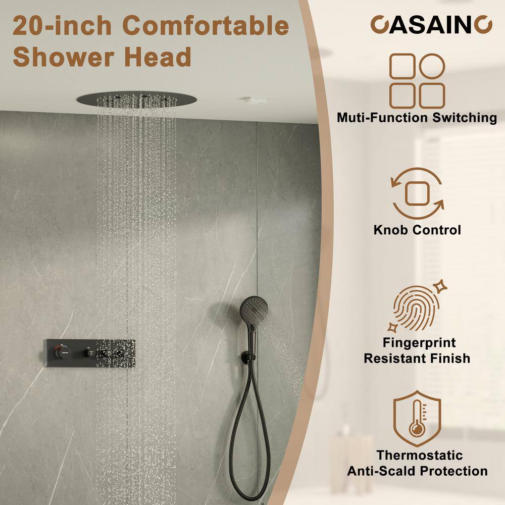 Matte Black Stainless Steel Rain and Pulse Shower System
