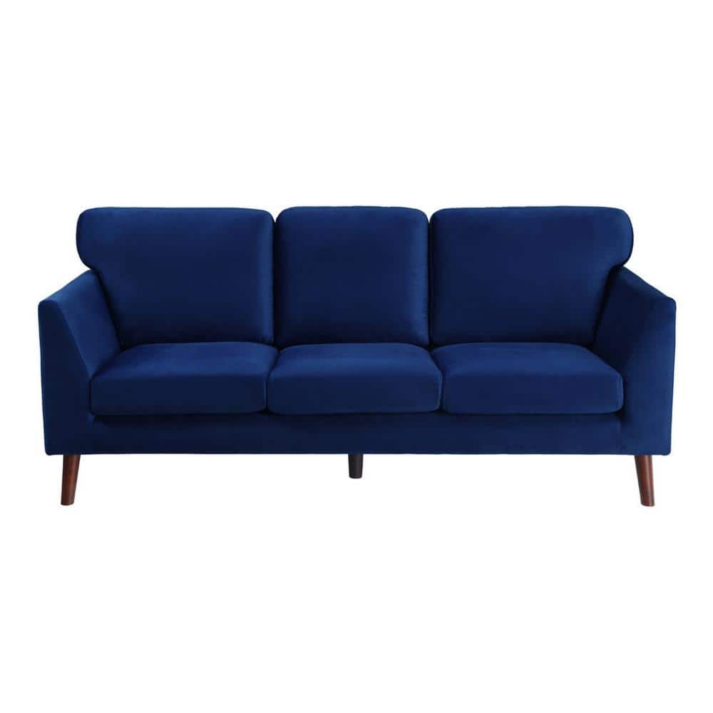 Bard 81" Blue Velvet Sofa with Solid Wood Legs