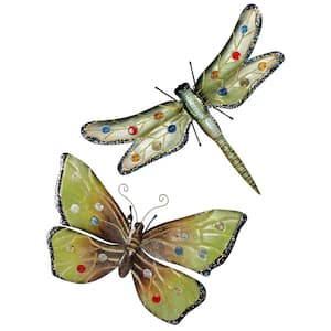 18 in. H Oversized Dragonfly and Butterfly Wall Sculptures (Set of 2)
