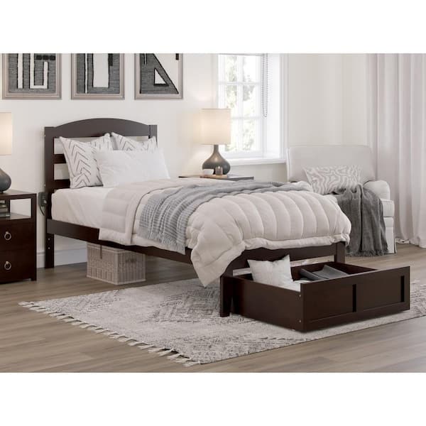 AFI Warren, Solid Wood Platform Bed with Foot Drawer, Twin, Espresso