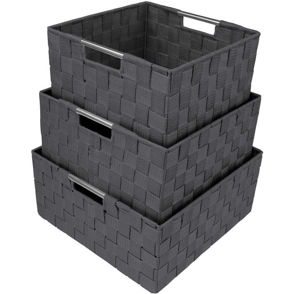 3-Sizes Storage Baskets for Organizing, Linen Closet Storage, Gray 12.5 in.