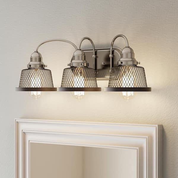 Tilley Collection 23 in. 3-Light Brushed Nickel Coastal Bathroom Vanity Light