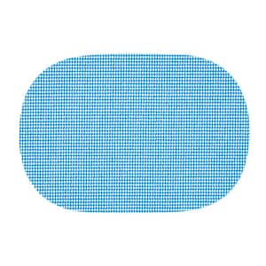 Fishnet 17 in. x 12 in. Process Blue PVC Covered Jute Oval Placemat (Set of 6)