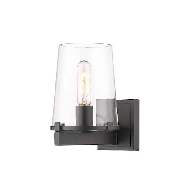 Unbranded Callista 6.5 in. 1-Light Matte Black Vanity Light with Glass Shade