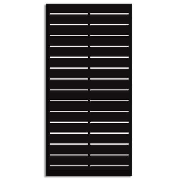 Linea 3 ft. x 6 ft. Decorative Privacy Panel in Black Powder-Coated Steel with Screws