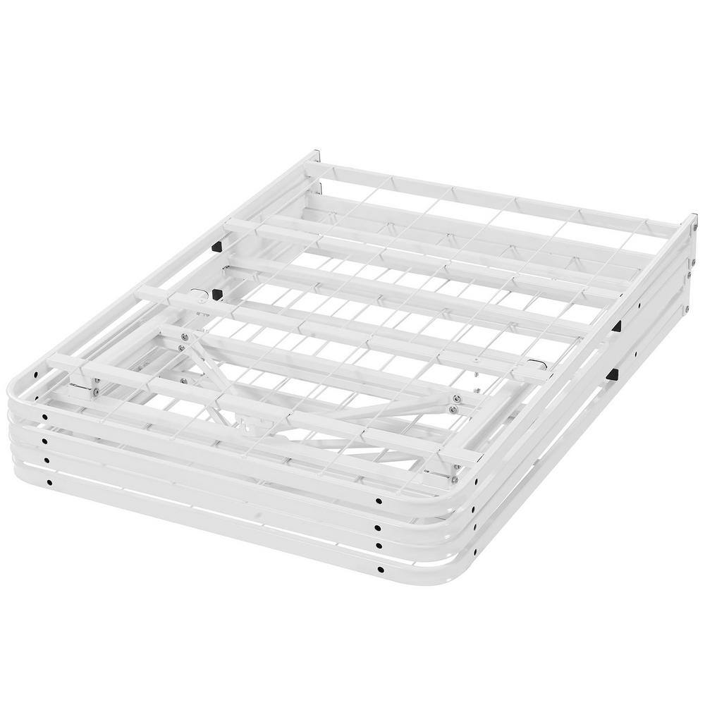 Horizon Full White Stainless Steel Bed Frame with Slats