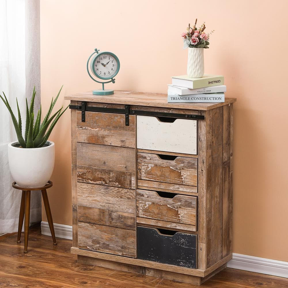 Rustic wood cabinet with sliding door discount