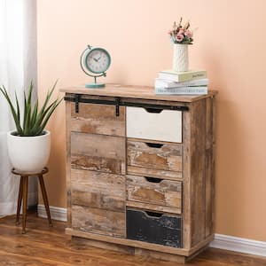 Rustic Wood 4-Drawer 1-Sliding Door Storage Cabinet