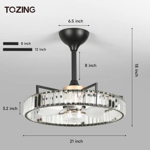 TOZING 21 in. Smart LED Indoor Modern Dimmable Black Low Profile