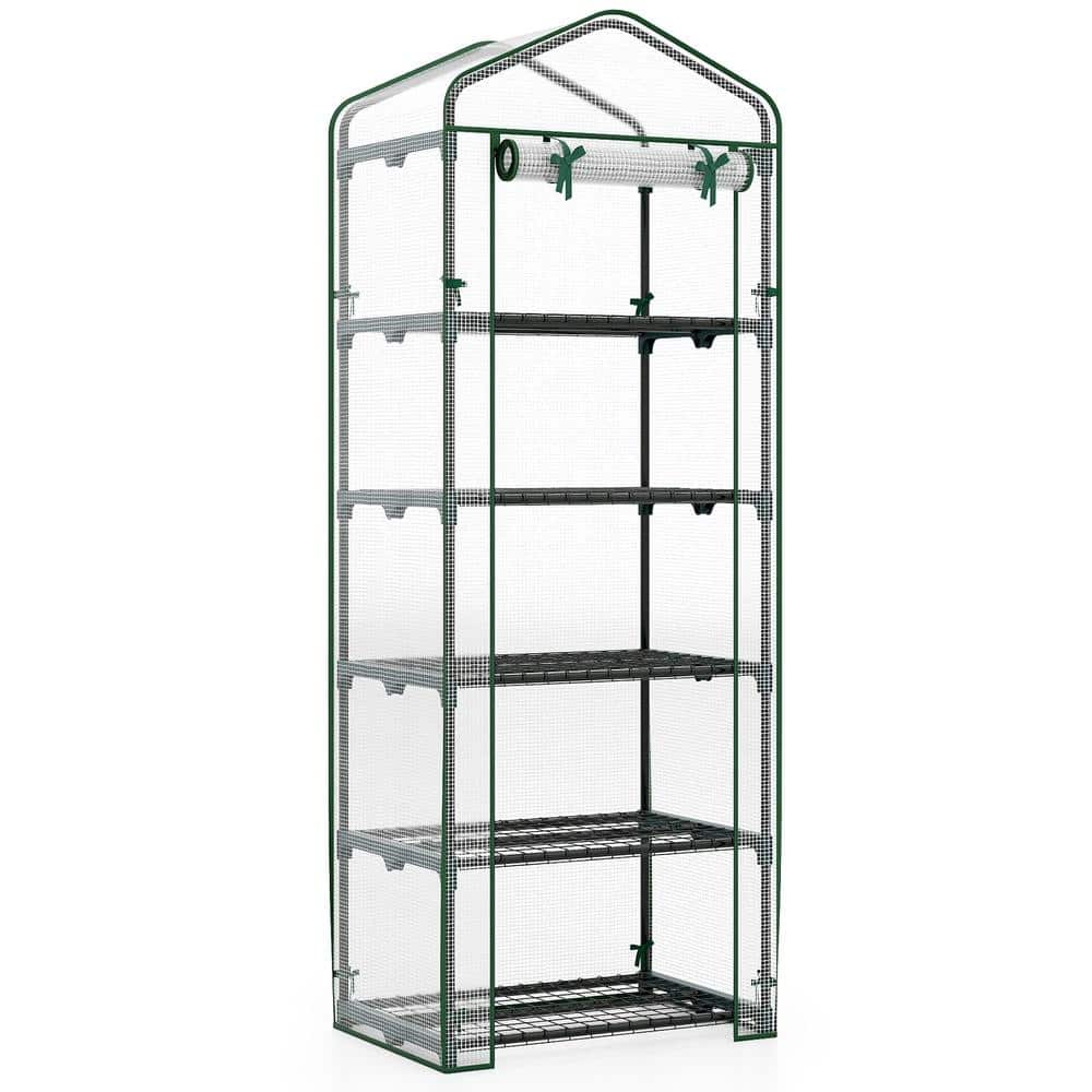 Mini 5-Tier Greenhouse 27 in. x 19 in. x 75 in. with 22 lb. Wire Shelves Rustproof Frame and PE Cover price history on PriceWatchPro