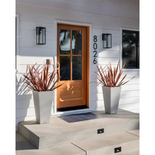 Midland 30 in. Gray Plastic Tall Square Planter (2-Pack)