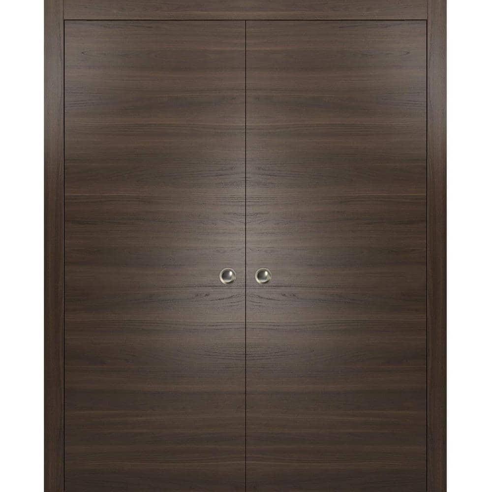 Planum 0010 72 in. x 80 in. Flush Chocolate Ash Finished Wood Sliding Door with Double Pocket Hardware price history on PriceWatchPro