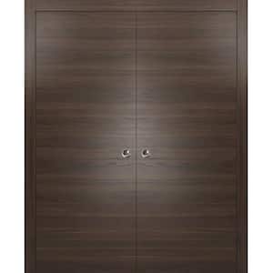 Planum 0010 48 in. x 96 in. Flush Chocolate Ash Finished Wood Sliding Door with Double Pocket Hardware