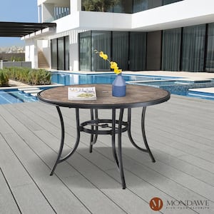 Classic 5-Piece Cast Aluminum Outdoor Dining Set with Swivel Sling Chairs & Ceramic Tile Top Table