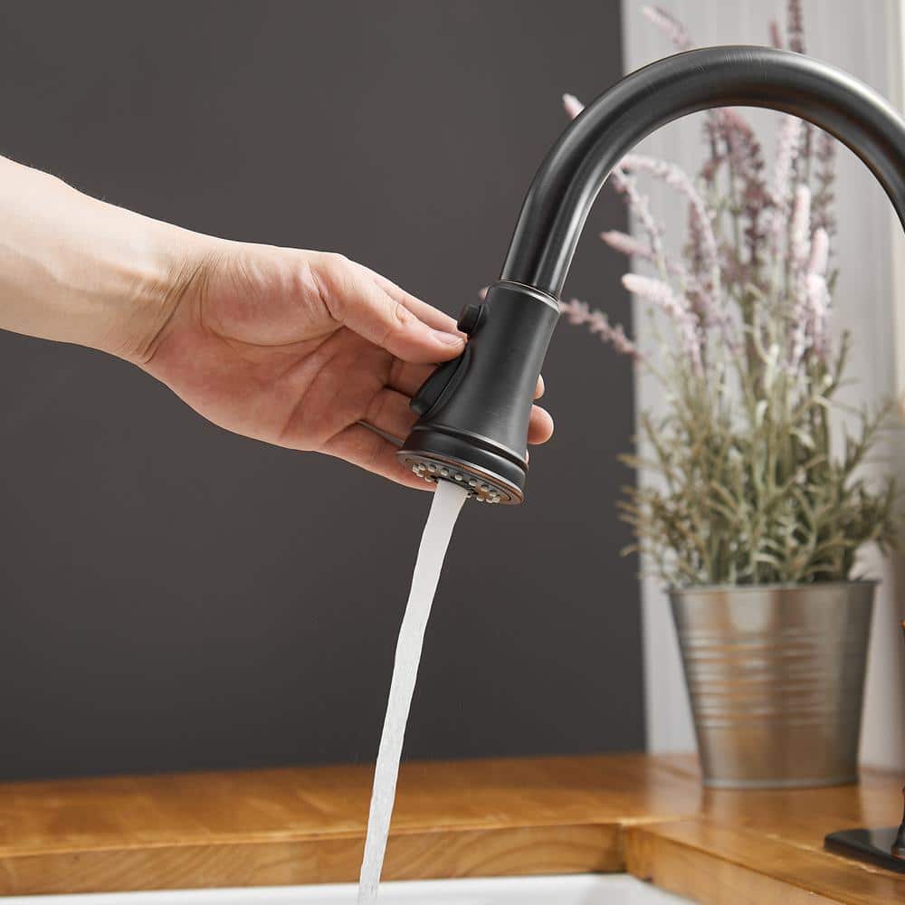 Oil-Rubbed Bronze Pull-Down Kitchen Faucet with Spray