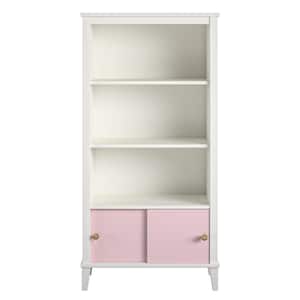 Monarch Hill Poppy 54.92 in. Pink/White 4-Shelf Kids Bookcase with Sliding Doors