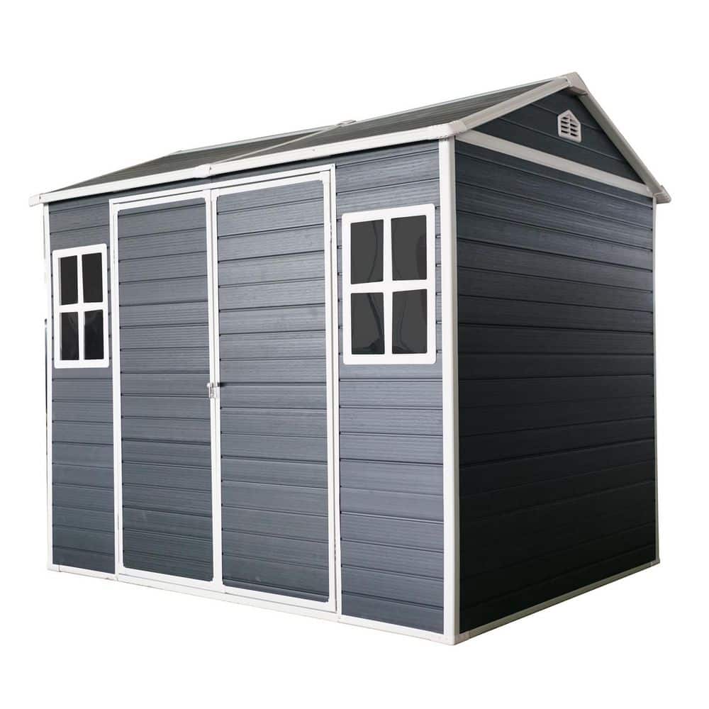 8 ft. W x 6 ft. D Outdoor Resin Shed with Floor Waterproof Storage Shed Too