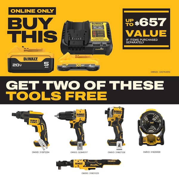 20V MAX Lithium-Ion Starter Kit with 4.0 Ah and 5.0 Ah Batteries and Charger