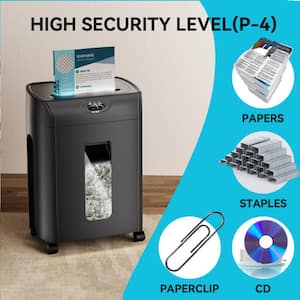 15-Sheet Cross Cut Paper Shredder for Paper/CD/Card, P4 High Security 56DB Low Noise, 4.76 Gal.