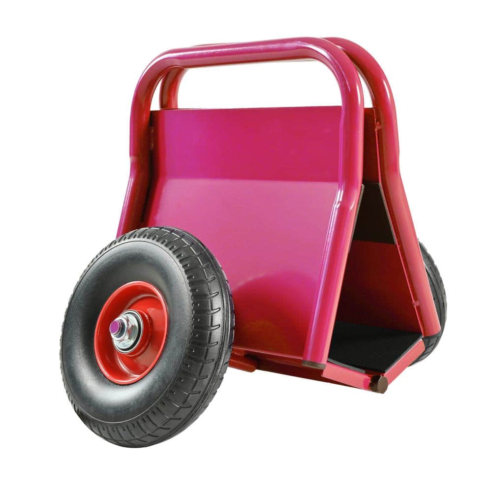 Red Heavy Duty Panel Dolly, Slab Dolly, 2-Handles 10 in. Solid Rubber Tires