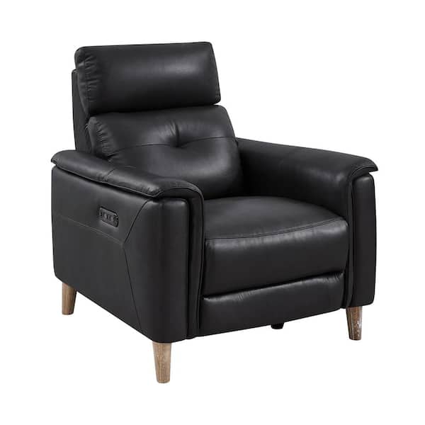 Armen Living Gala Brown Wood and Pewter Genuine Leather Contemporary Chair