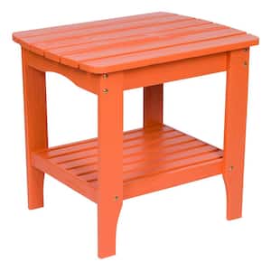 24 in. Long Orange Pumpkin Rectangular Wood Outdoor Side Table