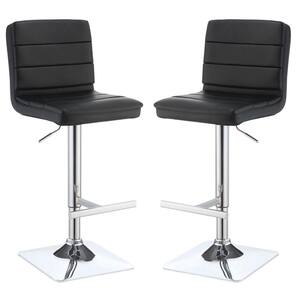 37.5 in. Chrome Low Back Metal Frame Bar Height stool with Leather Seat ((set of 2))