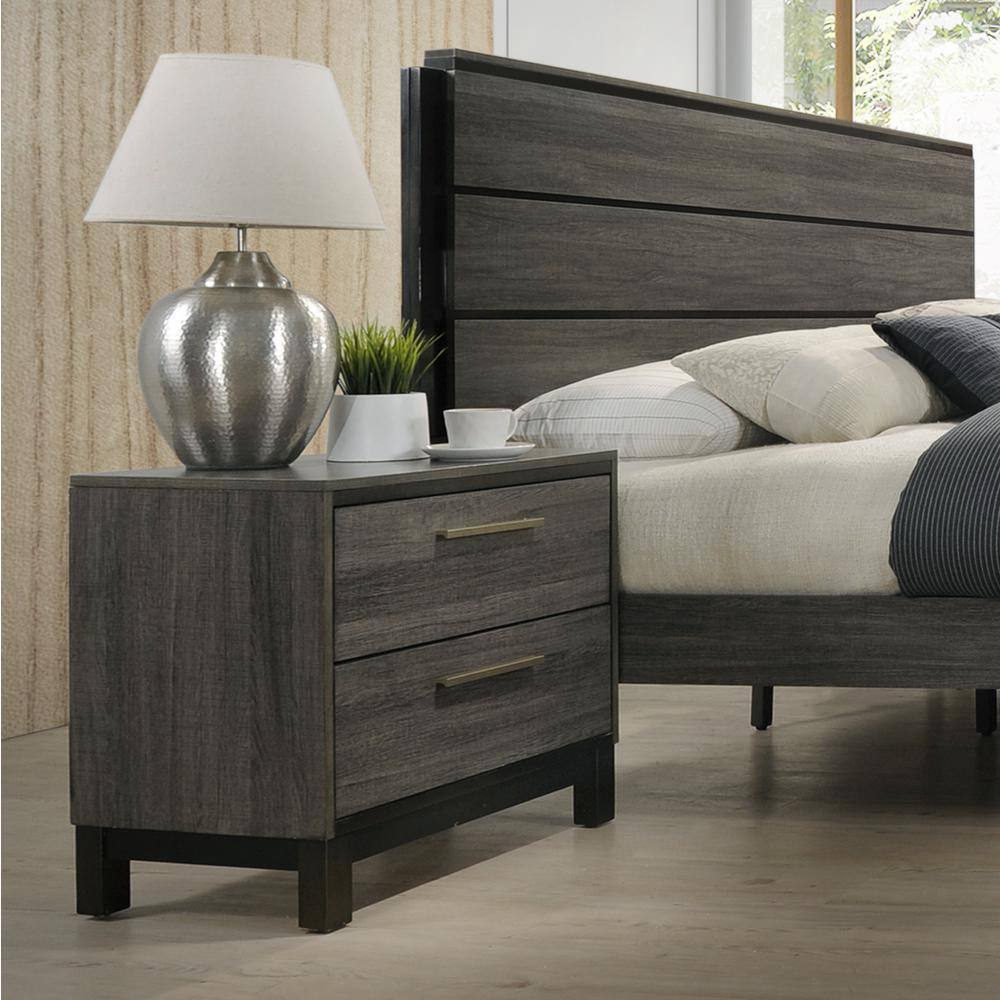 Contemporary Antique Gray 2 Drawers Wood Nightstand price history on PriceWatchPro