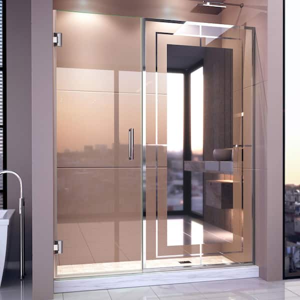 DreamLine Unidoor Mira 58 in. - 58-1/4 in. W x 72 in. H Frameless Hinged Shower Door in Chrome