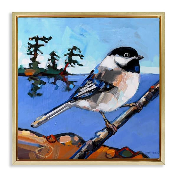 Stupell Industries Swallow Bird Perched by Adam Swanson Gold Floater Frame Animal Graphic Art Print 18 in. x 18 in.