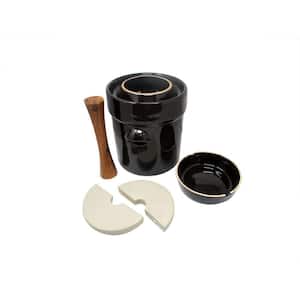 Ceramic Fermentation Jar Crock Stoneware Pickling Set with Weights and Cabbage Tamper