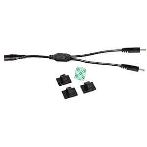 Black 6 in. Connector Cord - Female to Male/Male- Splitter for LED Under Cabinet Lighting with Wire Clips