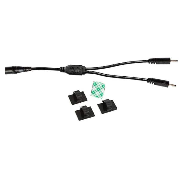 ESHINE Black 6 in. Connector Cord - Female to Male/Male- Splitter for LED Under Cabinet Lighting with Wire Clips