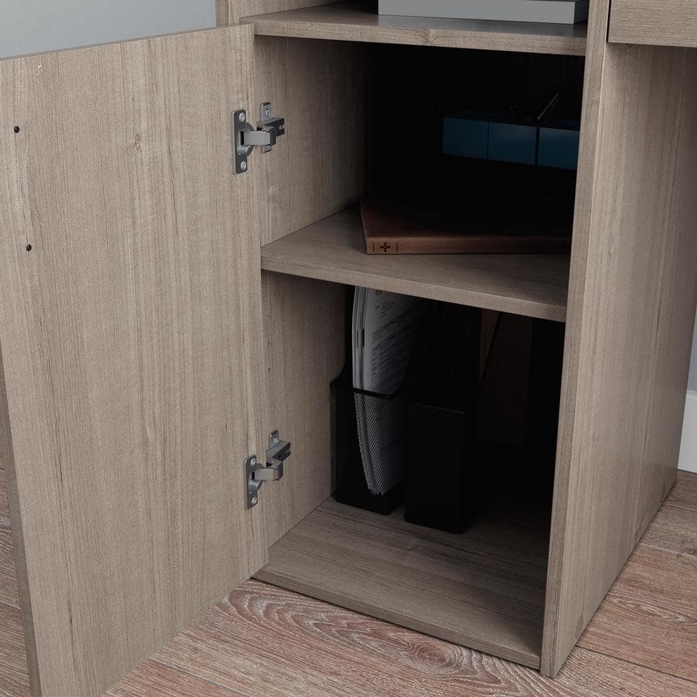 Silver Sycamore Wood Desk with Hutch and Drawer