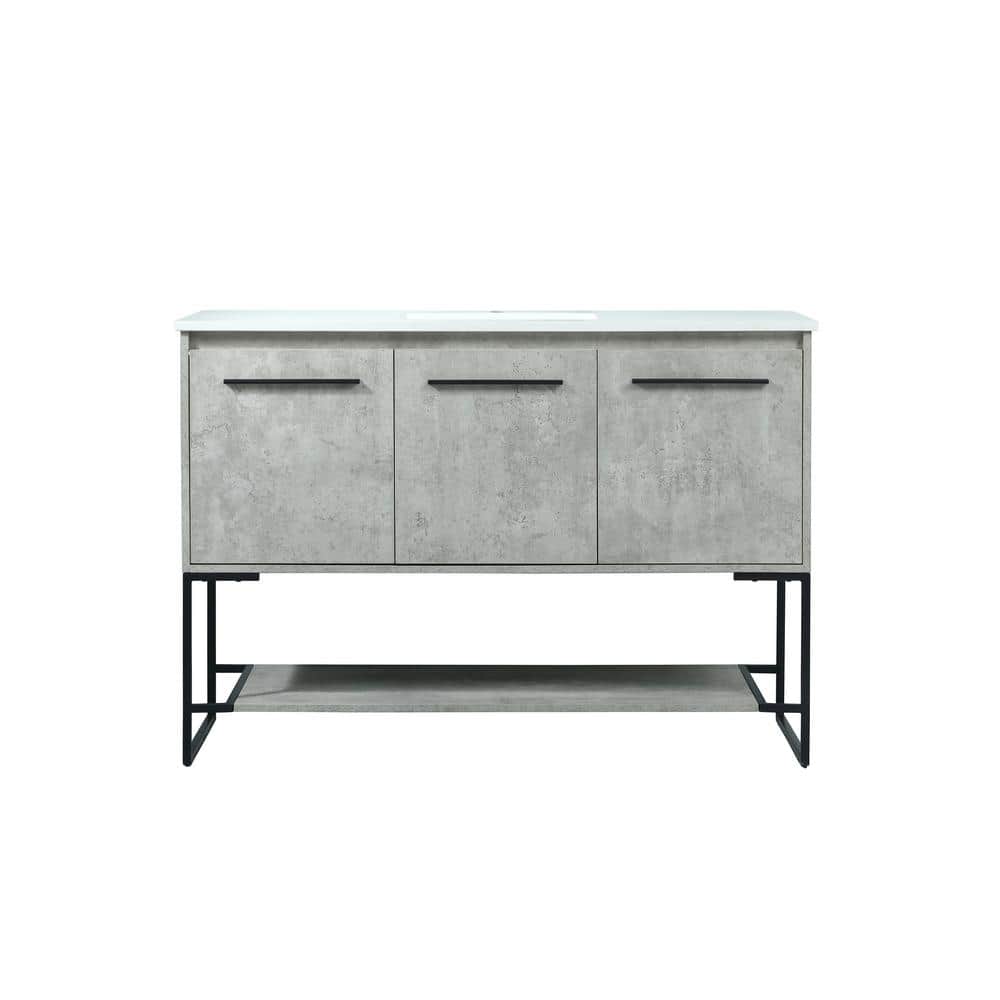 Simply Living 48 in. Single Bathroom Vanity in concrete Grey with Quartz Va