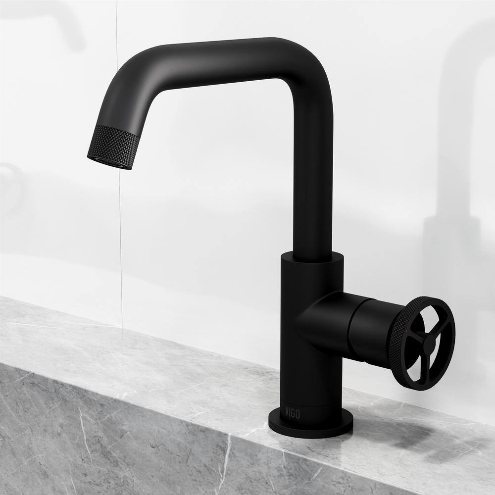 Cass 9'' High Aerodynamic Wheel Handle Matte Black Bathroom Faucet
