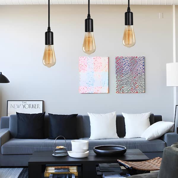 3-Light Black Plug-In Pendant Light with ON/OFF Switch, Industrial Hanging Light for Kitchen Island Dining Room Bar