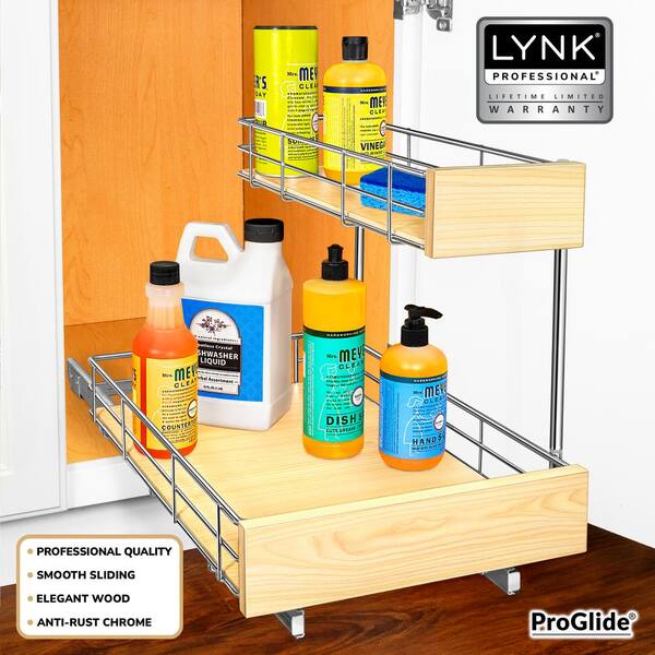 Floridy Under Sink Organizer Pull Out, L-shaped Sliding Cabinet Organizer 2  Tier Under Sink Organization and Storage Shelf for Kitchen Bathroom