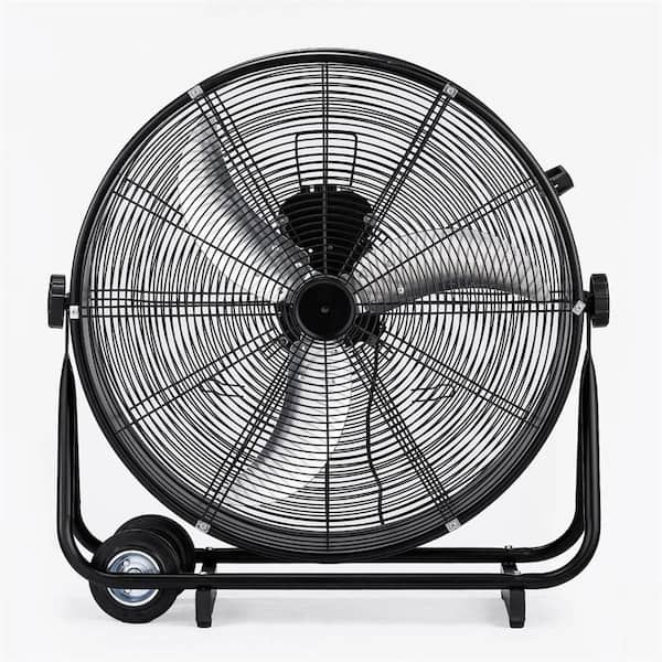 30 in. 3 Fan Speeds Floor Fan Drum Fan in Black