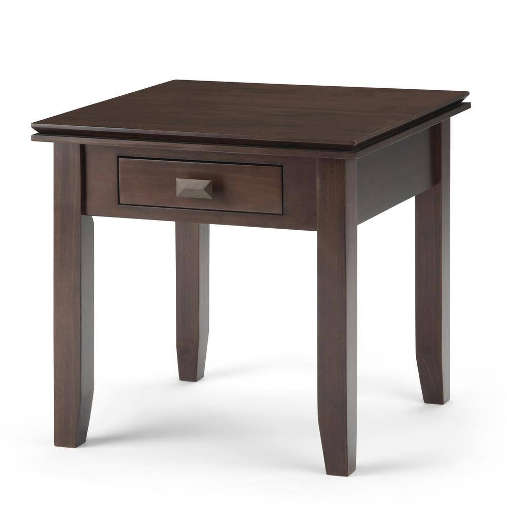 Artisan Tobacco Brown Solid Wood Square End Table with Storage