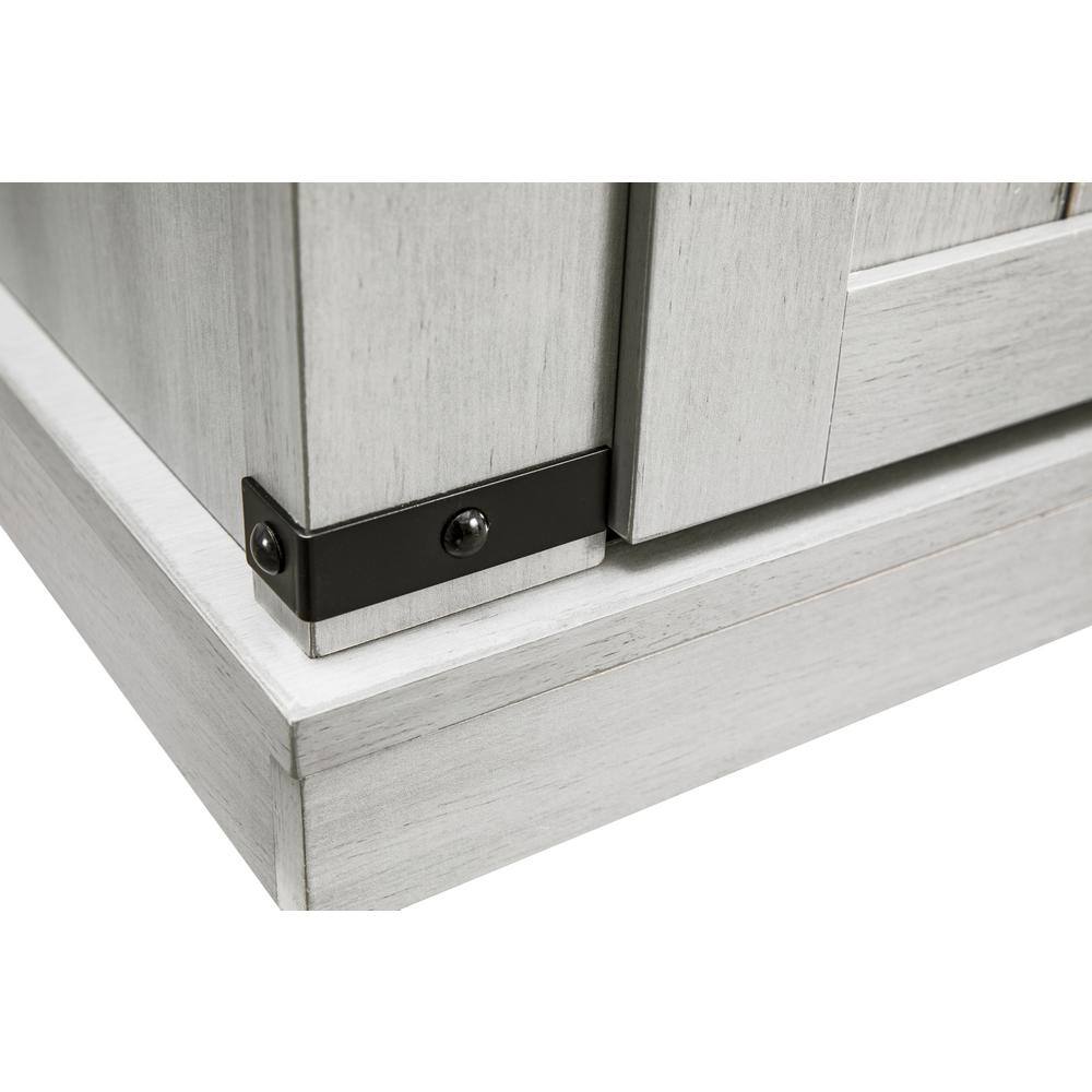 Coast-to-Coast Barn Door TV Stand in Off-White with Adjustable Shelves
