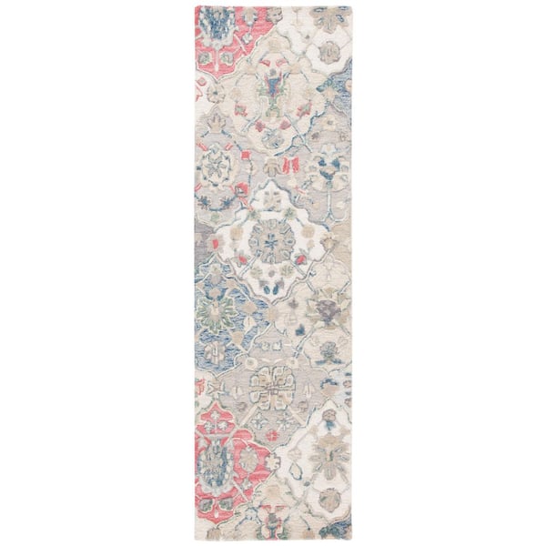 SAFAVIEH Glamour Ivory/Red 2 ft. x 6 ft. Floral Runner Rug