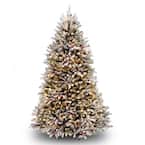 7-1/2 ft. Dunhill Fir Hinged Tree with Snow, Red Berries, Cones and 750 Clear Lights