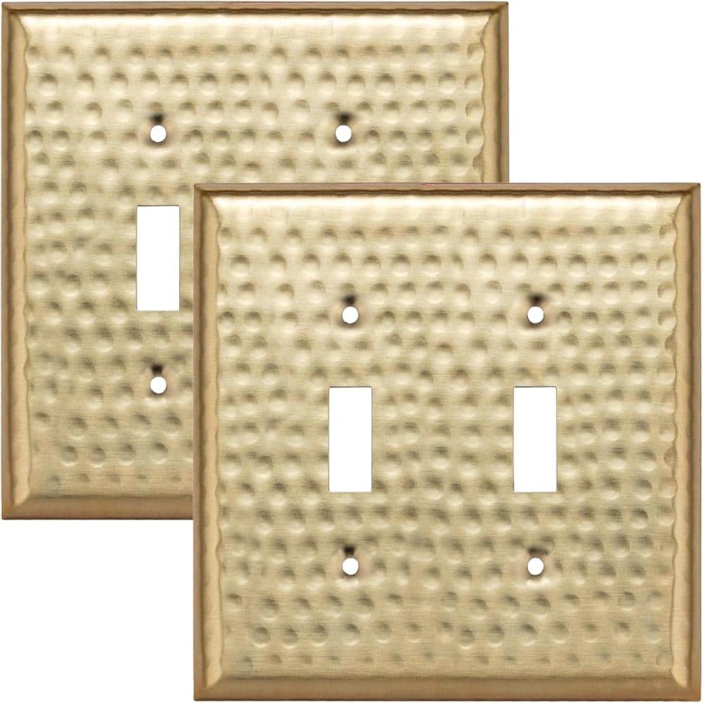 Hand Hammered 2-Gang Brushed Gold Double Switch / Toggle Metal Wall Plate (2-Pack) price history on PriceWatchPro